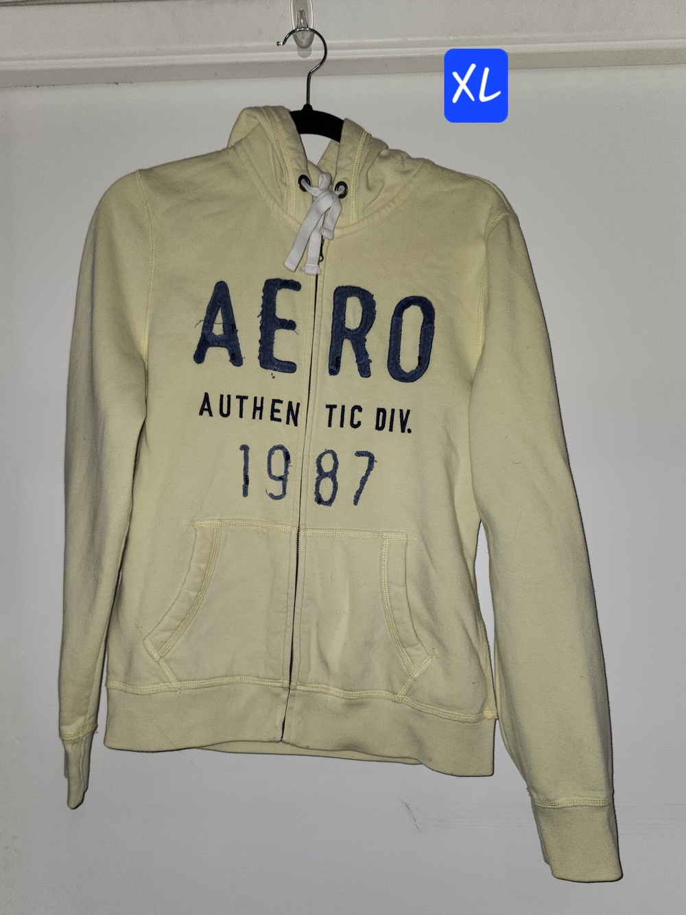 Aeropostale Yellow Full Zip Graphic Hoodie Size XL Authentic Div 1987